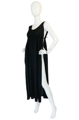 1970s John Kloss Black Nylon Tabard Open Side Dress