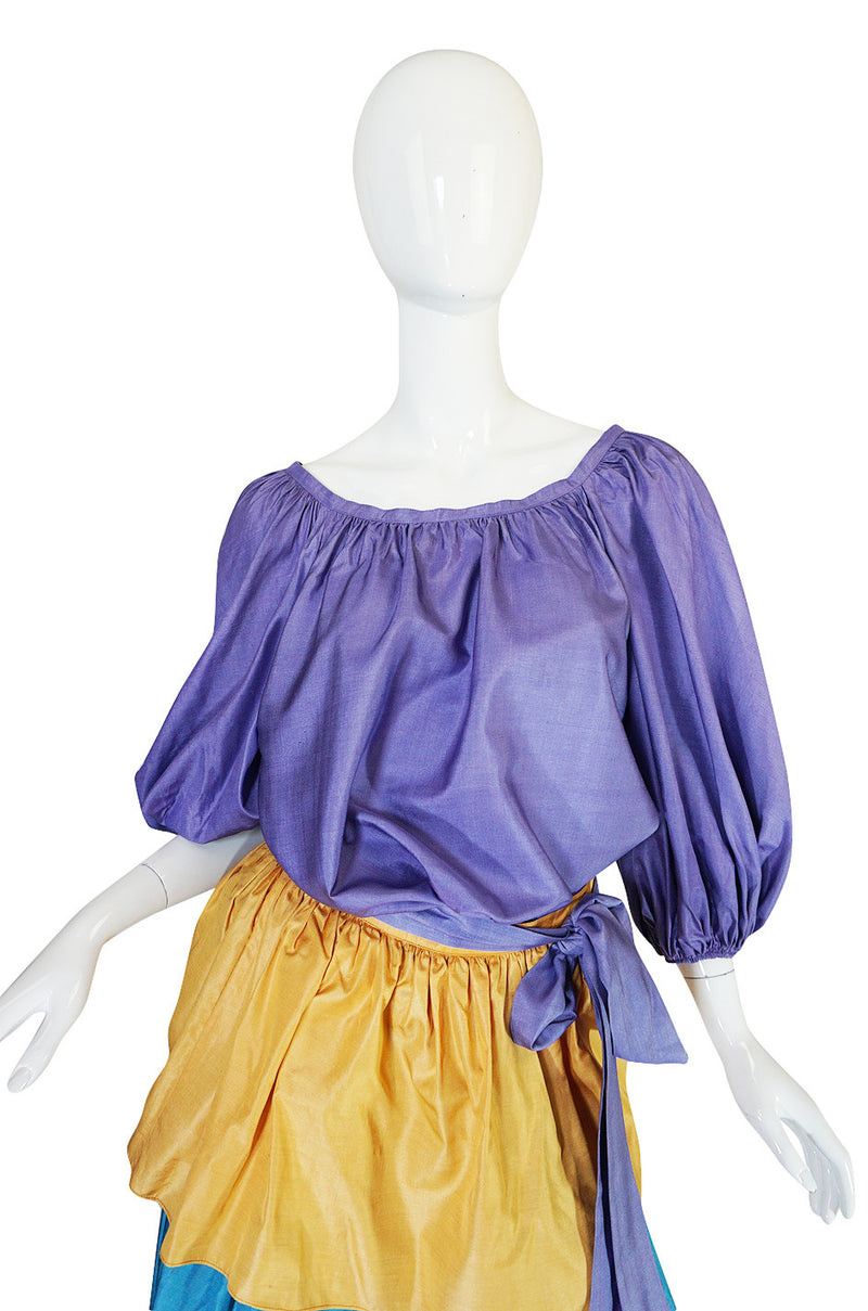1970s Yves Saint Laurent Peasant Ruffle Skirt & Top Set