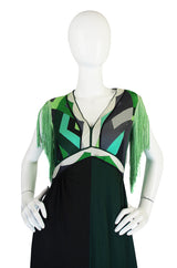 c1972 Fringe Emilio Pucci Jersey Maxi Dress