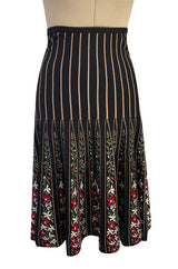 Gorgeous Fall 2000 Azzedine Alaia Documented Flared Stretch Knit Floral Pattern Skirt