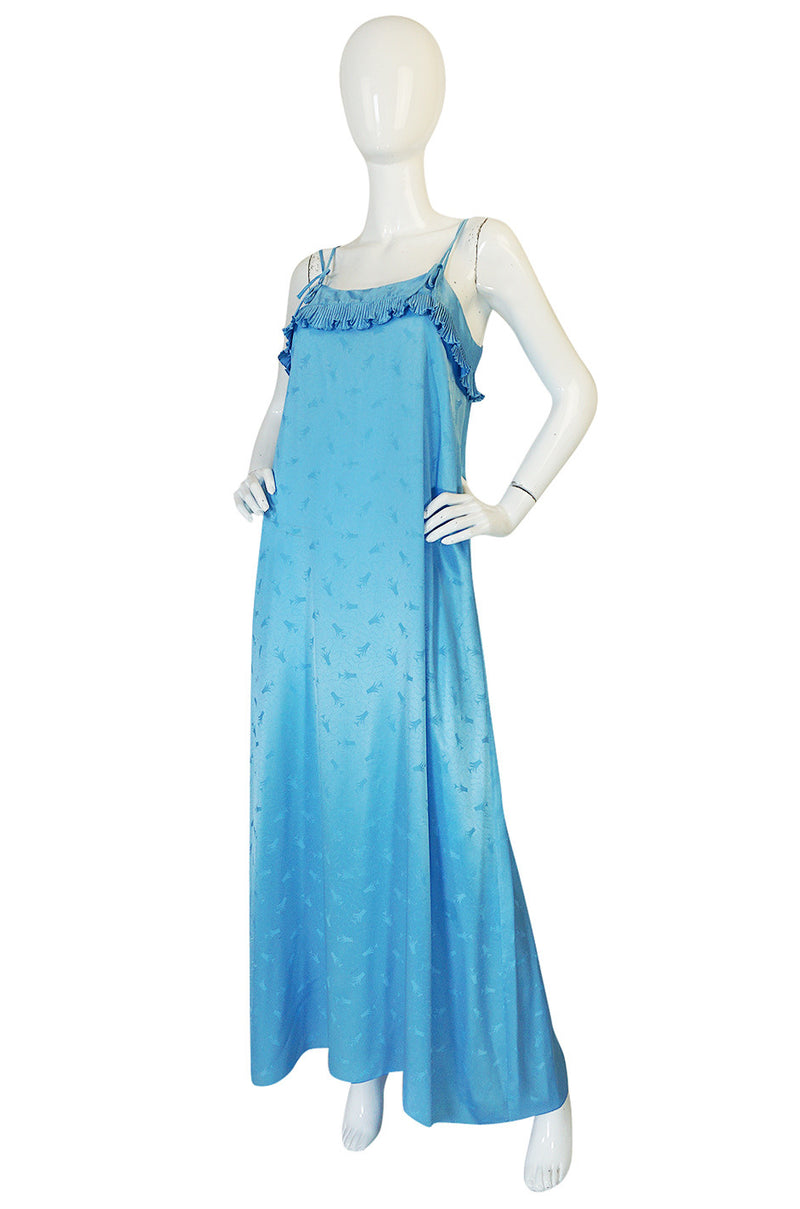 1970s Blue Zandra Rhodes Lingerie Dress