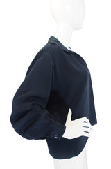 1970s Navy Silk Yves Saint Laurent Top
