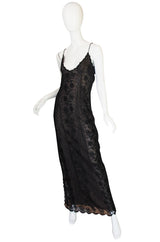 1970s Fine Lace Sexy James Galanos Couture Slip Dress