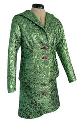 Fall 1989 Ady Couture Lausanne  Yves Saint Laurent Haute Couture Copy Green Metallic Suit