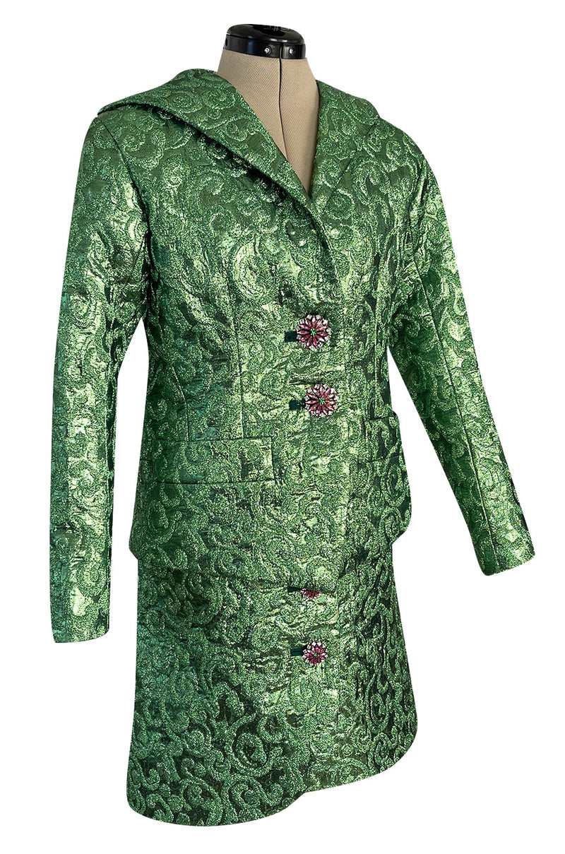 Fall 1989 Ady Couture Lausanne  Yves Saint Laurent Haute Couture Copy Green Metallic Suit