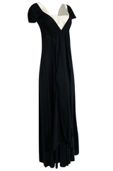 c.1971 John Kloss Deep Front Plunge Black Jersey Lingerie Dress