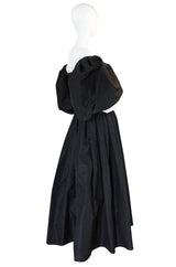 1960s Dramatic Black Silk Taffeta Pauline Trigere Gown
