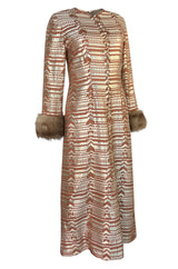 Fall 1968 Oscar de la Renta Metallic Gold Silk Brocade Caftan Dress