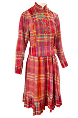 Rare 1970s Kenzo Woven and Floral Embroidered Jacket & Skirt Suit Set