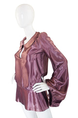 1960s Biba Satin Top with Sequin Detail