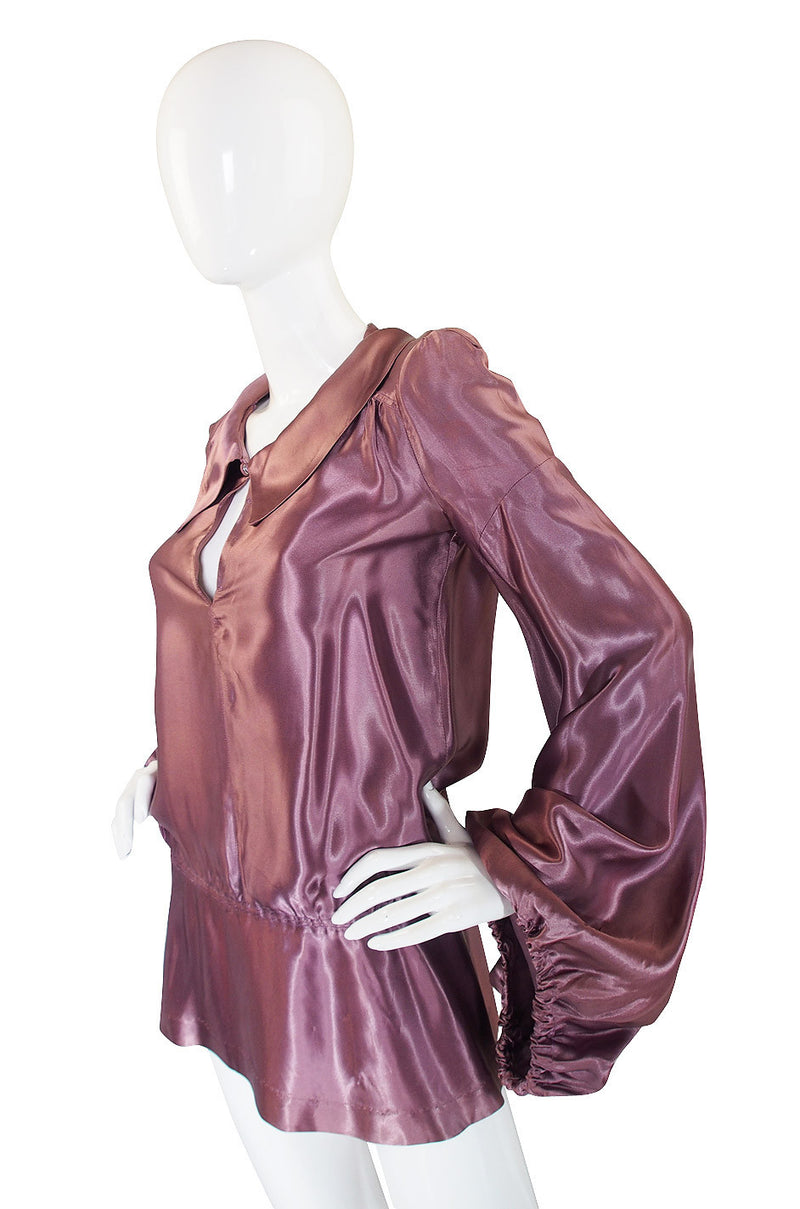 1960s Biba Satin Top with Sequin Detail