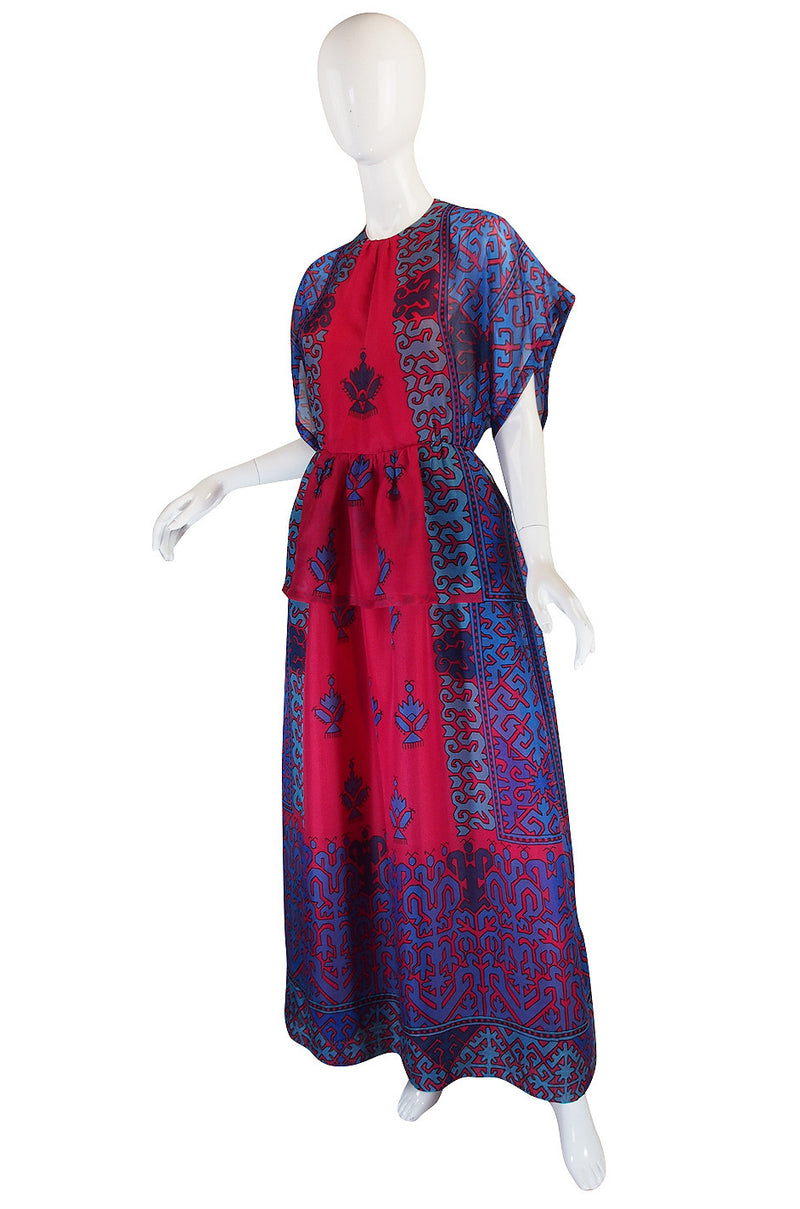 1970s Numbered Silk Gazar Lanvin Caftan Dress