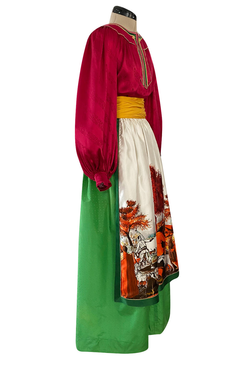 Documented Spring 1977 Emanuel Ungaro Haute Couture Brilliant Silk Skirt & Top Set