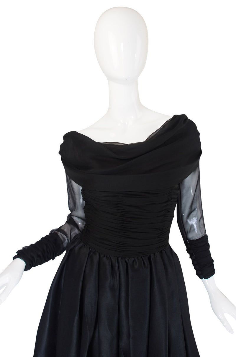 1980s Carolyne Roehm Black Silk Gown