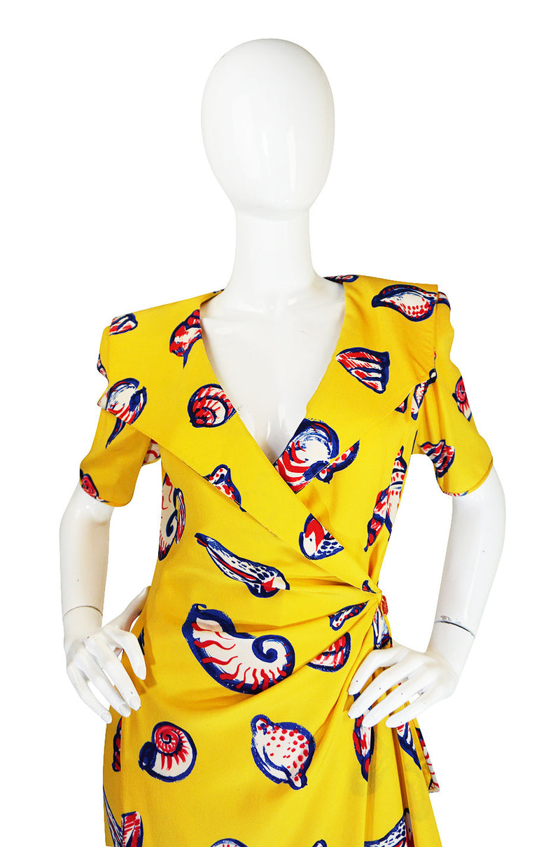 Sunny Yellow 1980s Yellow Silk Ungaro Wrap Dress