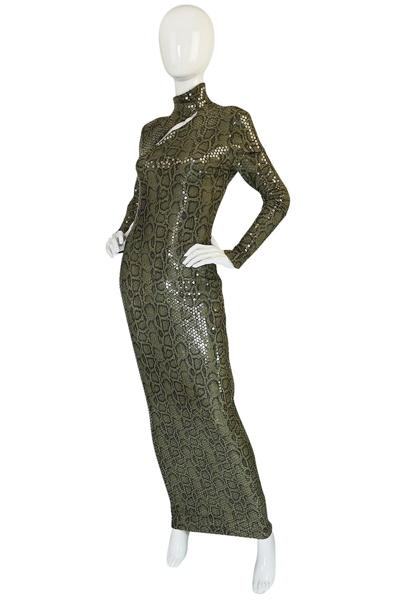 Iconic S/S 1983 Thierry Mugler Sequin Snakeskin Python Dress