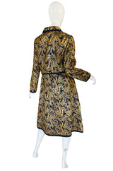 1960s Metallic Gold & Blue Malcolm Starr Dress & Jacket