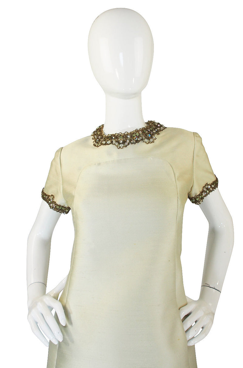 1960s Silk & Bead Malcolm Starr Shift Dress
