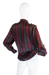 1970s Plaid Yves Saint Laurent Silk Top
