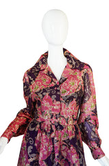 1970s Purple Metallic Oscar De La Renta Dress