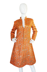 1960s Orange & Gold Metallic Silk Brocade Larry Aldrich