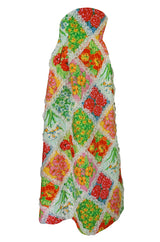 c.1964-69 Arnold Scaasi Couture Floral Patchwork & Lace Corset Skirt