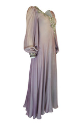 1970s Stavropoulos Couture Layered Bias Cut Silk Chiiffon Dress
