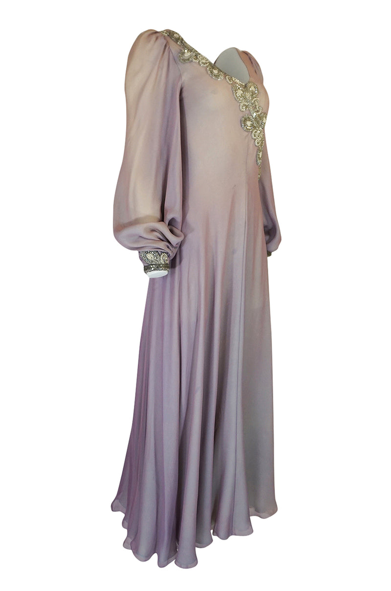 1970s Stavropoulos Couture Layered Bias Cut Silk Chiiffon Dress
