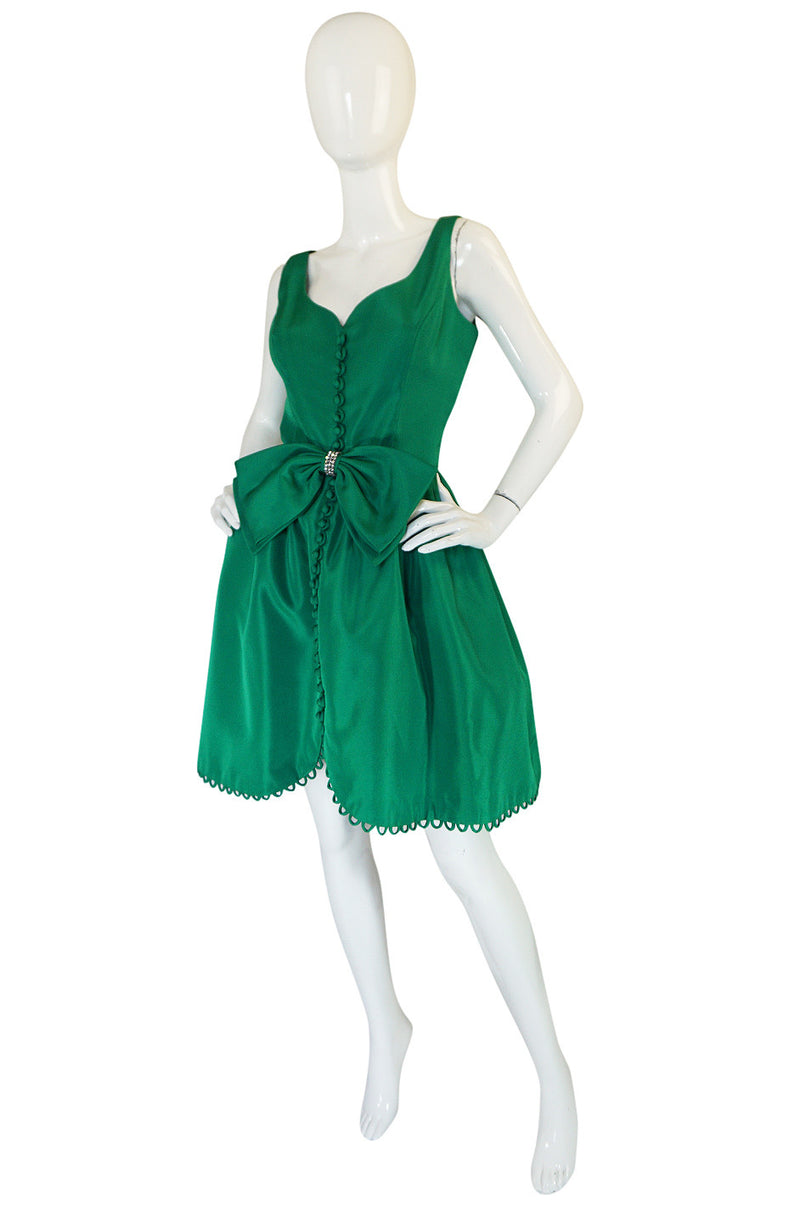 Spectacular 1960s Emerald Green Full Skirt Mini Dress