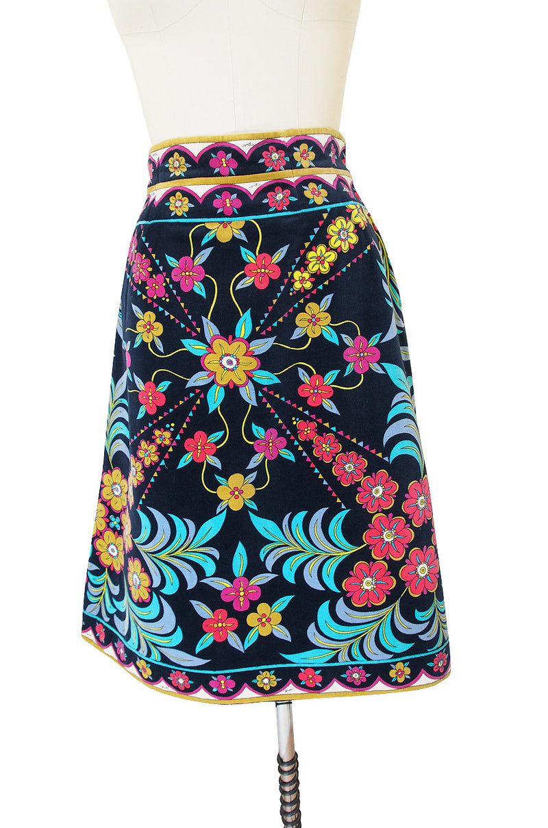 1960s Multi Color Emilio Pucci Velvet Skirt