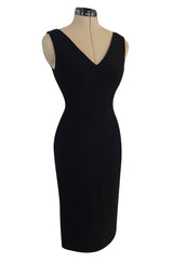 1995 Gianni Versace Couture Fitted Little Black Dress w Plunge Back & Front