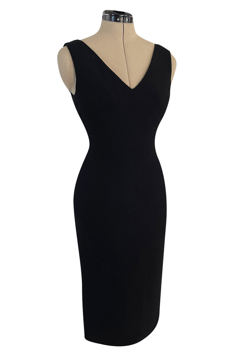 1995 Gianni Versace Couture Fitted Little Black Dress w Plunge Back ...