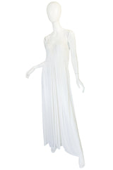 1970s Ossie Clark Attr Quorum White Jersey Dress