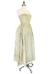 c.1953 Christian Dior Couture Silver & Sequin Fantasy Gown