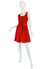 1960s Geoffrey Beene Boutique Red Linen Dress