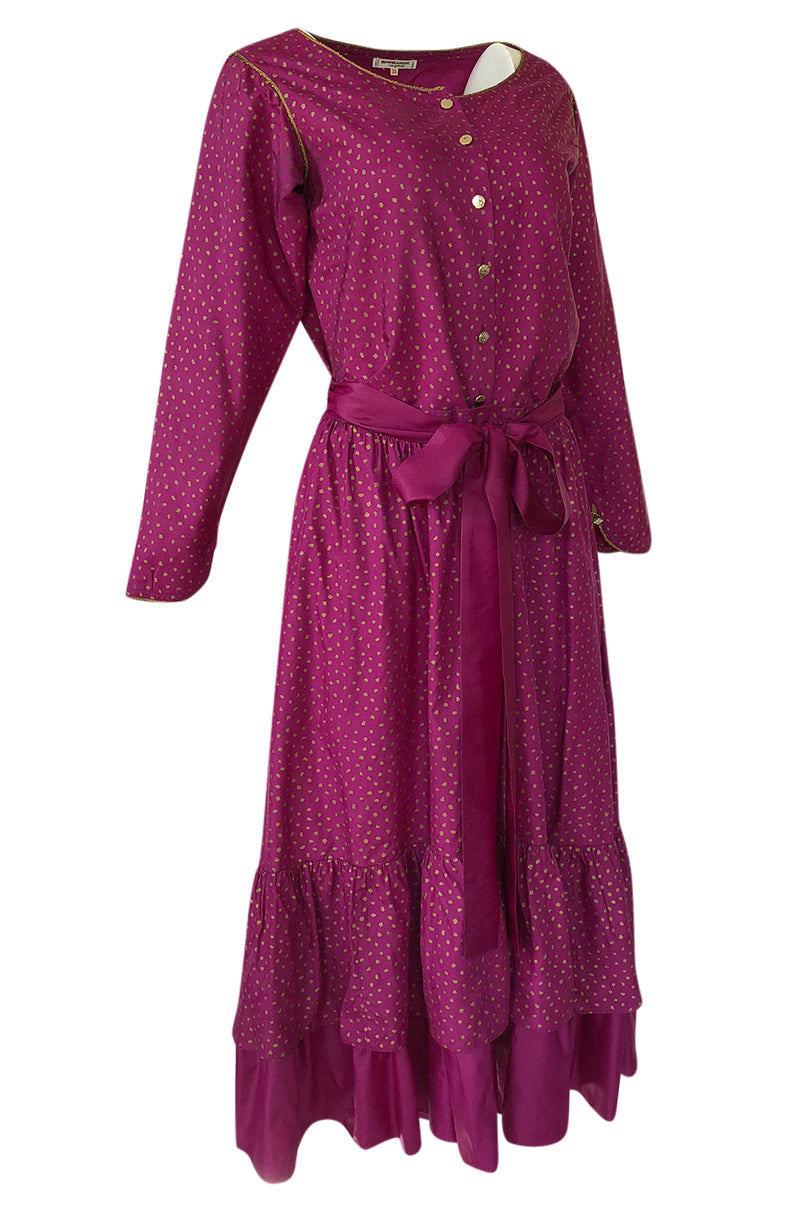c.1976 Yves Saint Laurent Hand Painted Russian Top & Skirt Set