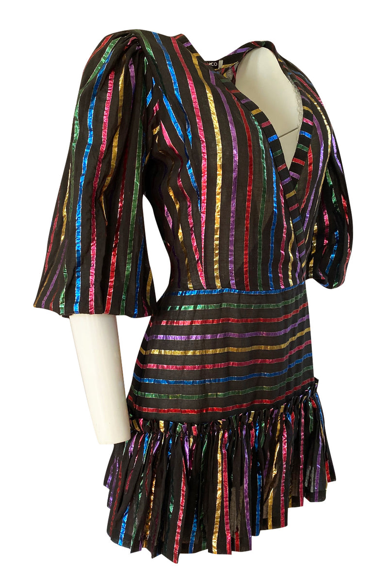 Spring 2019 Attico Metallic Rainbow Striped Mini Dress New with Tags