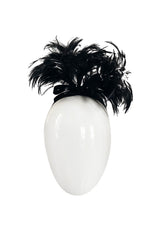 Documented Fall 1996 Chanel Black Felt Half Cap w High Feather Detailing