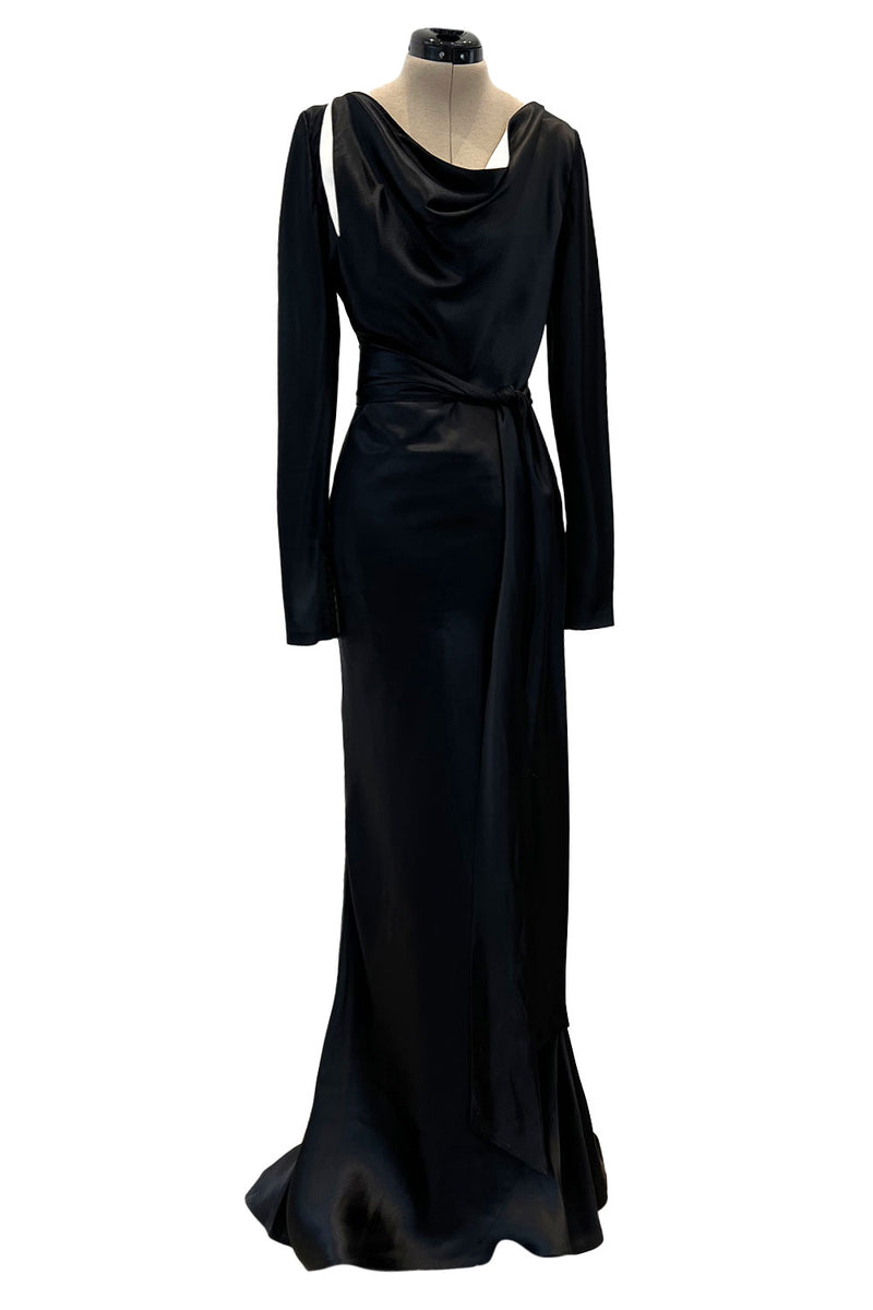 alexander mcqueen long black dress McQueen Embellished High Neck Gown in Black