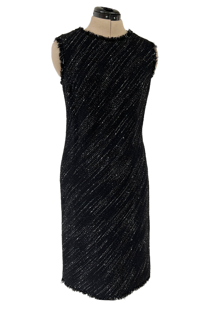 Chic Fall 2004 Chanel by Karl Lagerfeld Haute Couture Black & White Boucle Runway Dress & Jacket