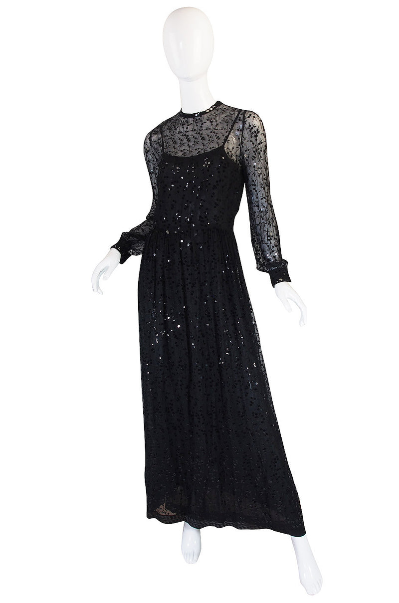 c 1983-85 Heavily Sequinned Chanel Silk Chiffon Dress
