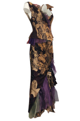 Fall 1992 Christian Lacroix Elaborate Gold & Silk Corset Top & Skirt