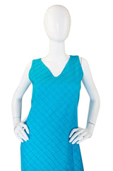 1960s Turquoise Cotton Pintuck Mexican Dress