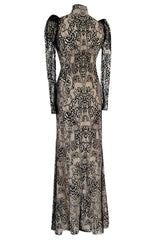 Spectacular Pre-Fall 2016 Alexander McQueen by Sarah Burton Black Nude Lace Dress