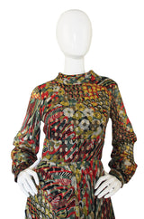 1960s Oscar de la Renta attr. Peacock Maxi Dress
