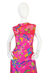 1970s Vibrant Pink Silk Twill Adele Simpson Dress