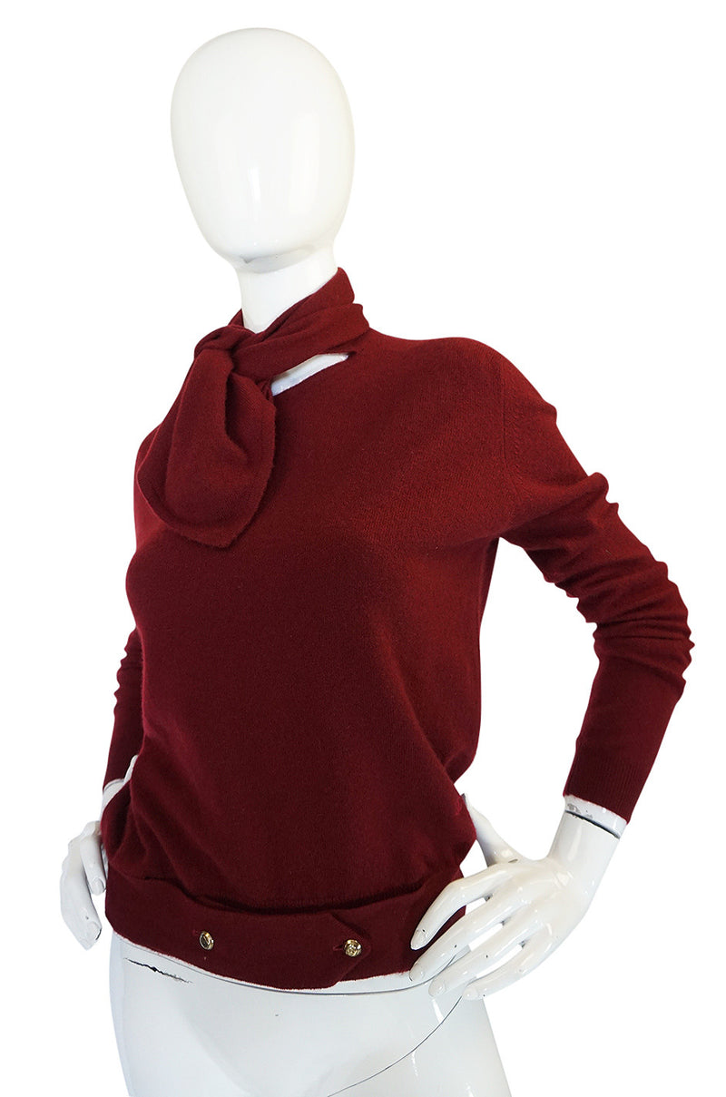 1980s Burgundy 100% Scottish Cashmere Chanel Sweater