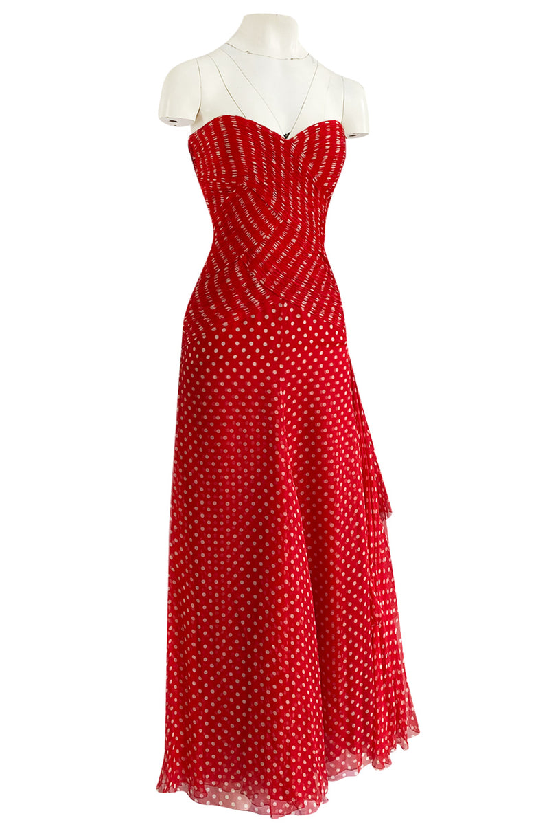 Important Spring 1986 Valentino Haute Couture Red & White Dot Straples Shrimpton Couture Important Spring 1986 Valentino Haute Couture Red & White Dot Straples Shrimpton Couture