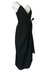 Early 1970s Polly Peck by Sybil Zelker Liittle Black Wrap Dress