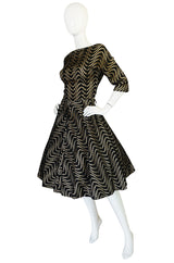 1950s Cut Out Black & Nude Full Skirted Summer Dress